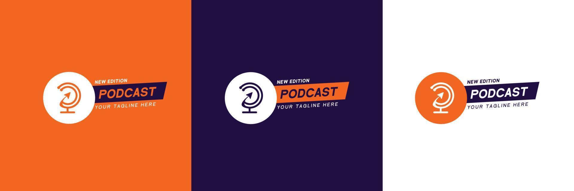 unico Podcast logo con microfono forma concetto e colore variante Schermo. vettore
