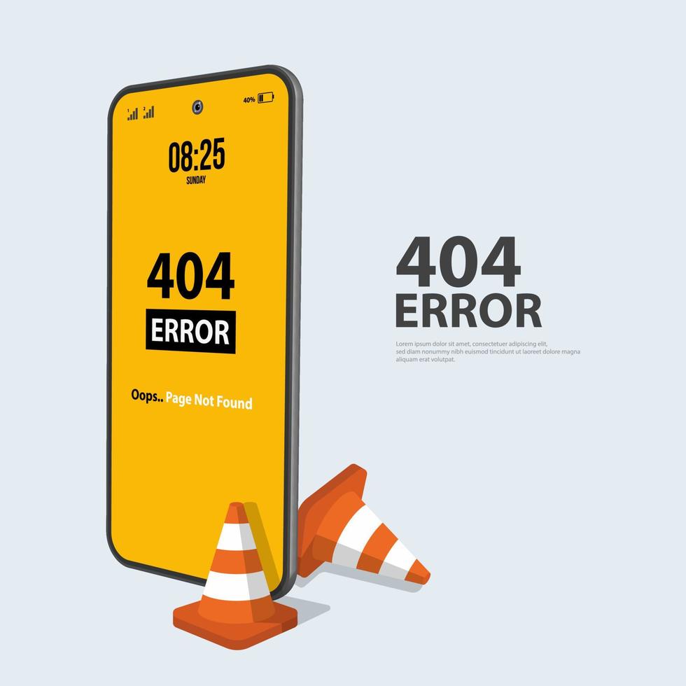 piatto errore 404 cartello disposizione vettore design. sito web 404 pagina creativo concetto. il pagina voi richiesto poteva non essere fondare.