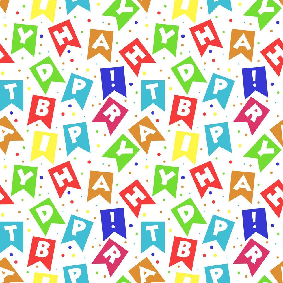 un' modello di compleanno bandiere con un' colorato font design. luminosa festivo lettere e lettering nel il spargimento contento compleanno nel il dispersione. sfondo per vacanza regalo avvolgere, tessili. vettore