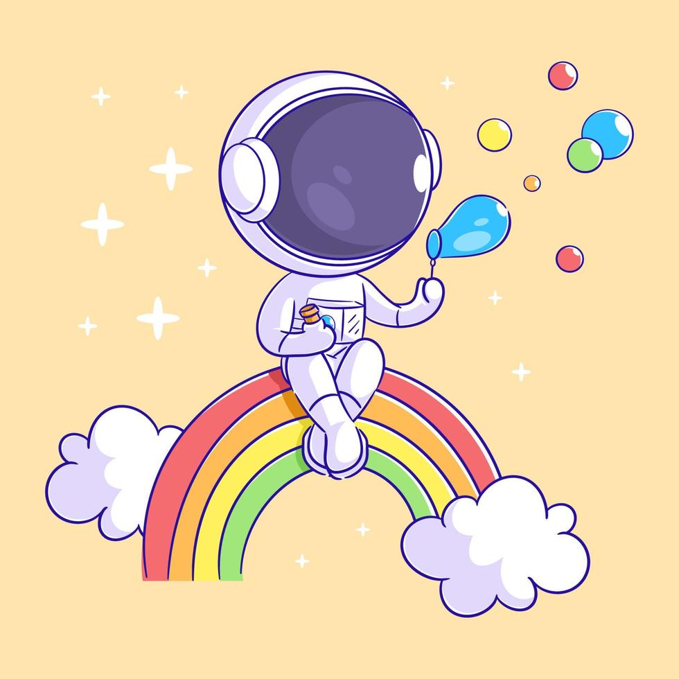 astronauta è seduta su il arcobaleno vettore