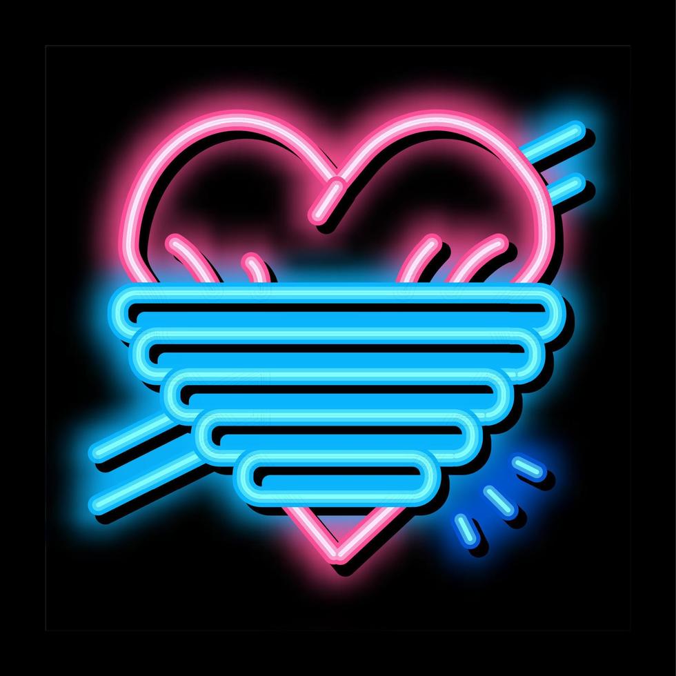 cuore spremuto di corda neon splendore icona illustrazione vettore