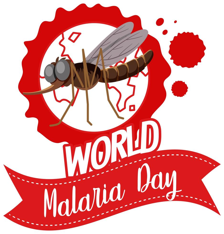 logo o banner della giornata mondiale della malaria con le zanzare sulla terra vettore