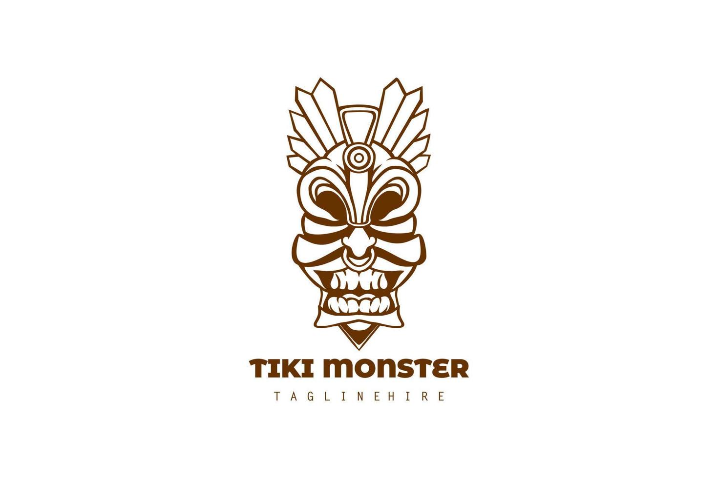 Marrone tiki mostro logo illustrazione design isolato su bianca sfondo vettore