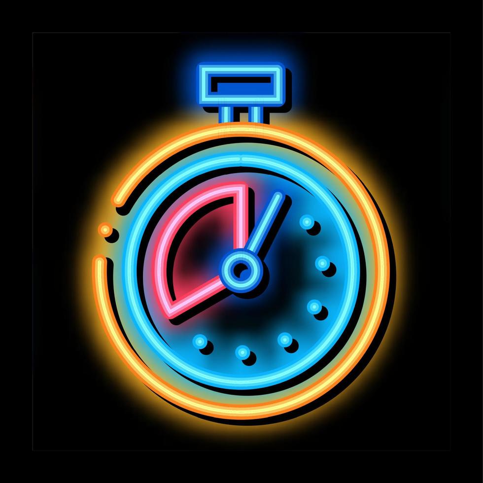 Timer cronometro neon splendore icona illustrazione vettore
