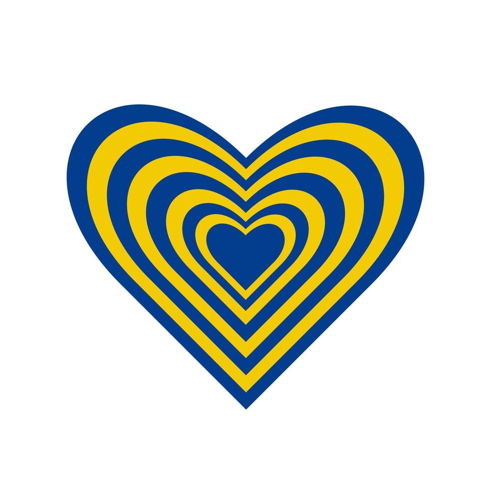 a strisce giallo blu cuore. cuore vettore illustrazione