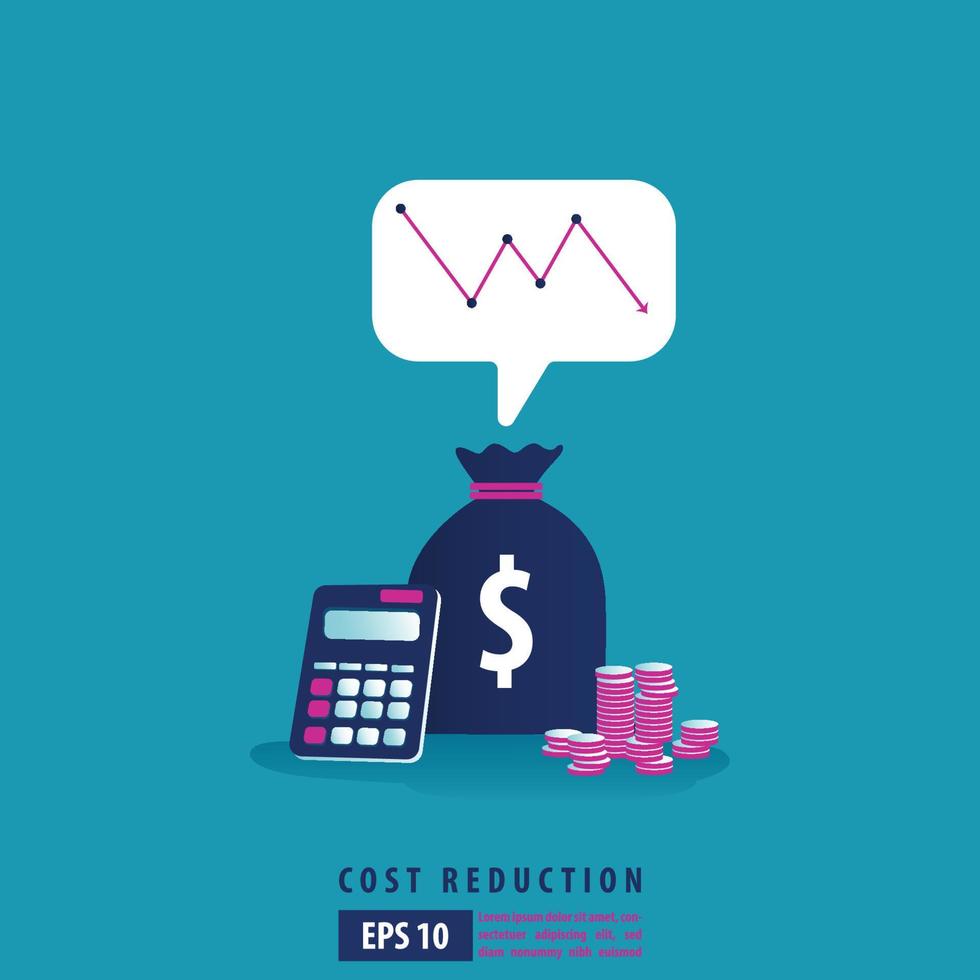 concetto di crisi finanziaria. strategia e analisi di riduzione dei costi. mucchio di moneta da un dollaro cade il simbolo. declino economico, caduta, crisi e bancarotta. illustrazione vettoriale di affari