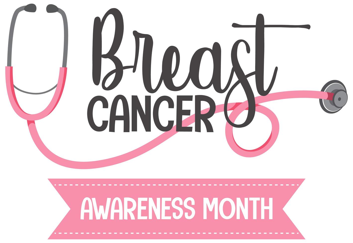 logo del mese di consapevolezza del cancro al seno vettore