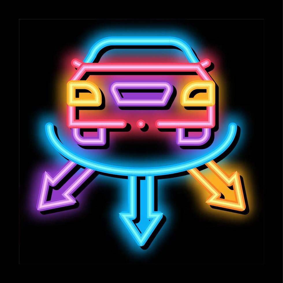 parktronic parcheggio sistema neon splendore icona illustrazione vettore