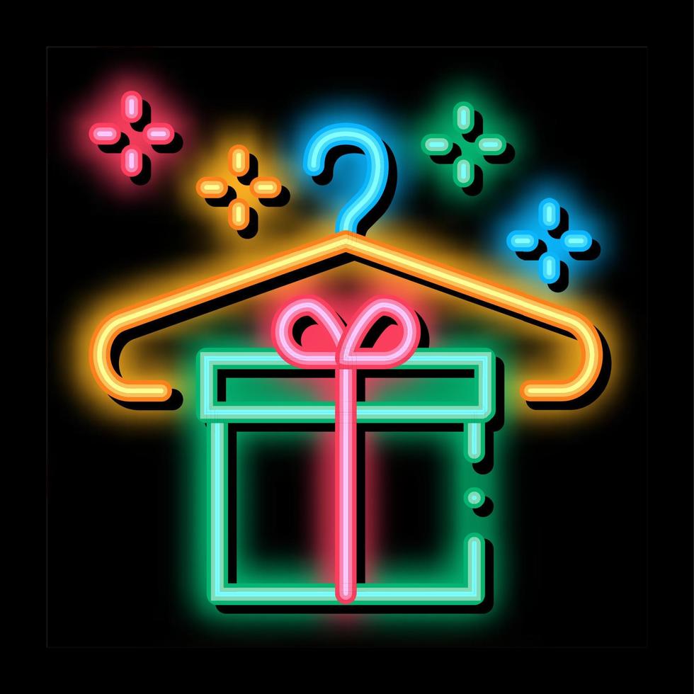 capi di abbigliamento regalo per cliente neon splendore icona illustrazione vettore