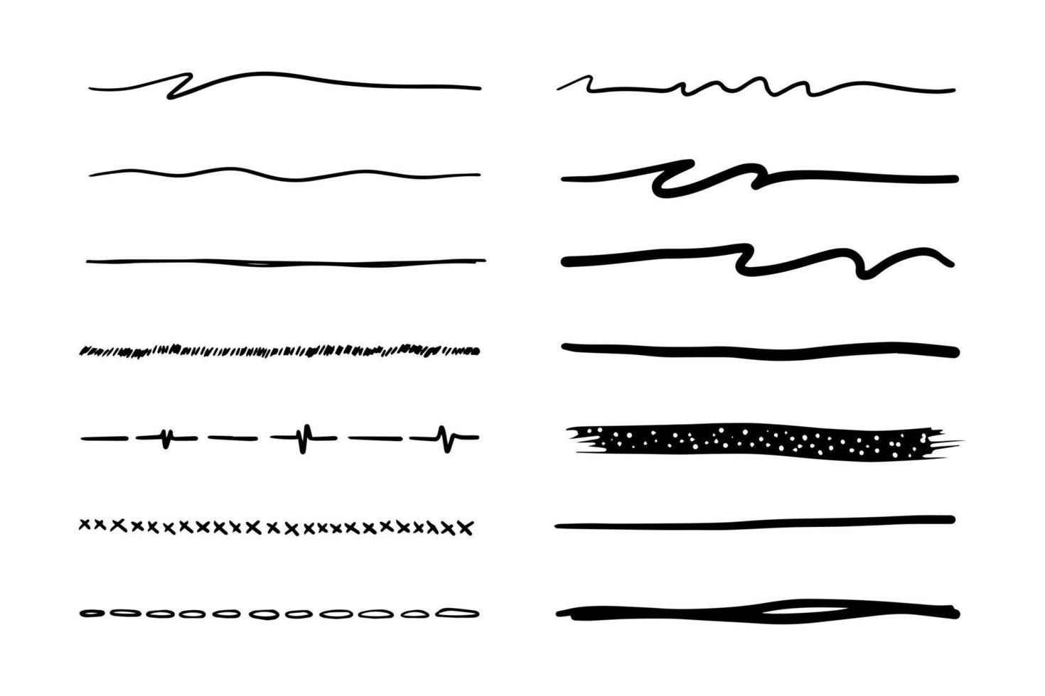 insieme di vettore della sottolineatura disegnata a mano.