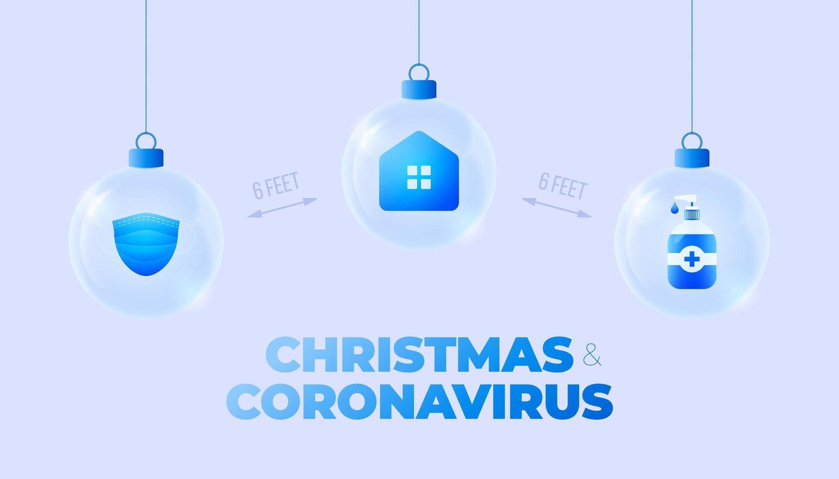 banner di ornamenti di palla di vetro di coronavirus di natale vettore