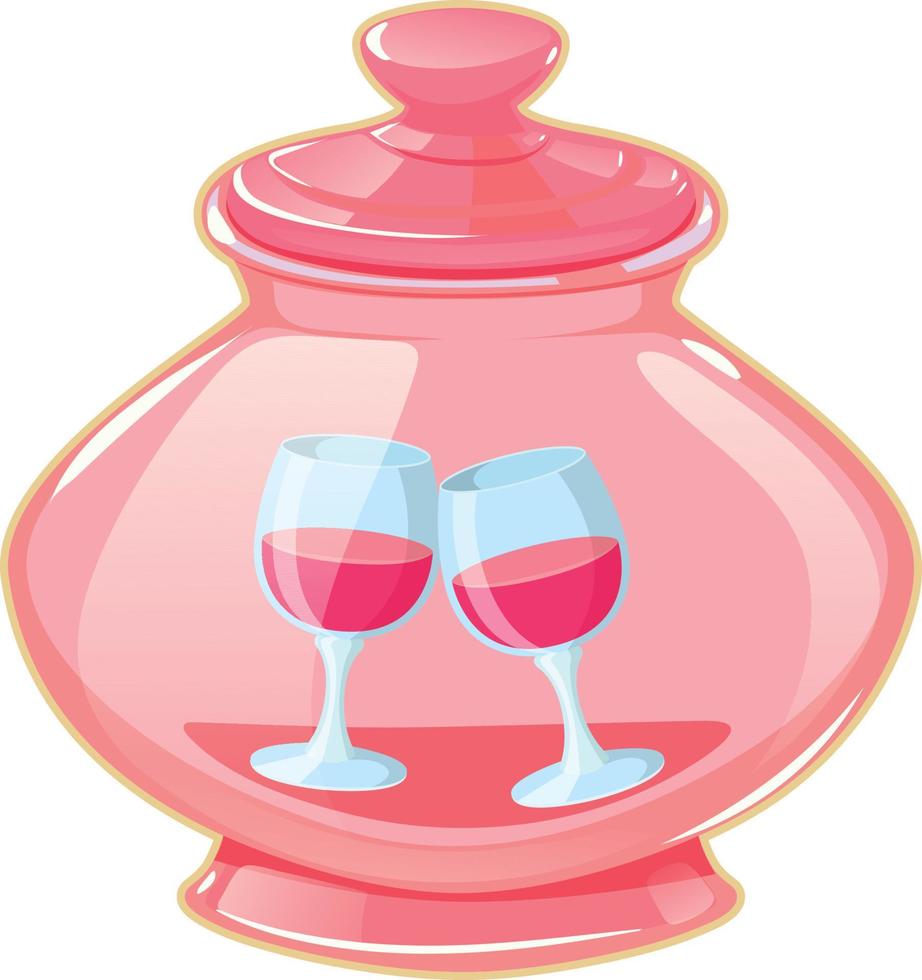 bicchiere vaso etichetta con vino occhiali. amore vacanza San Valentino giorno. vettore