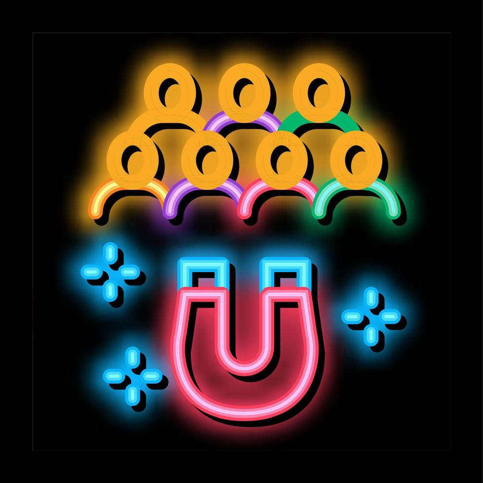 persone magnete neon splendore icona illustrazione vettore