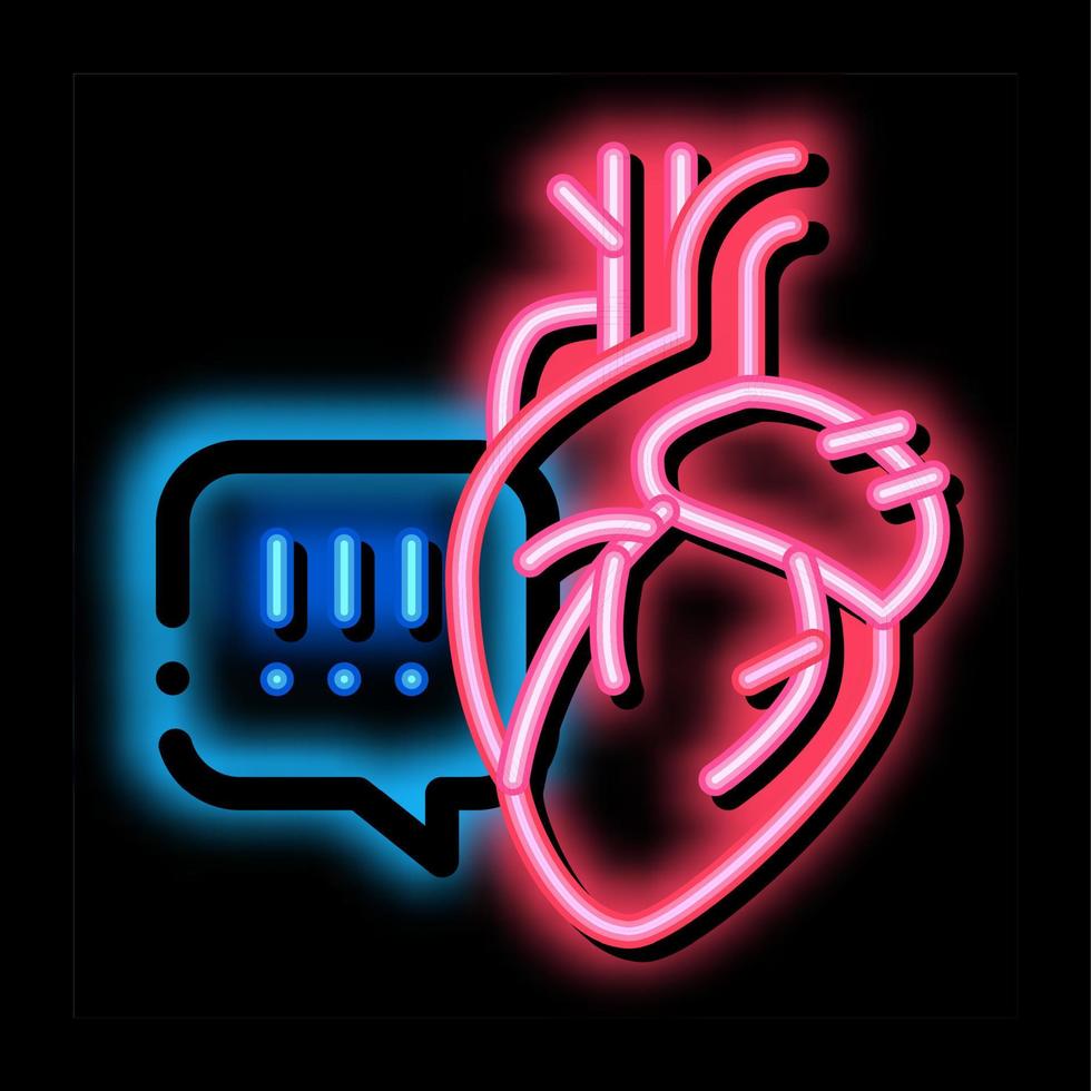 cuore malattia esclamazione marchio neon splendore icona illustrazione vettore