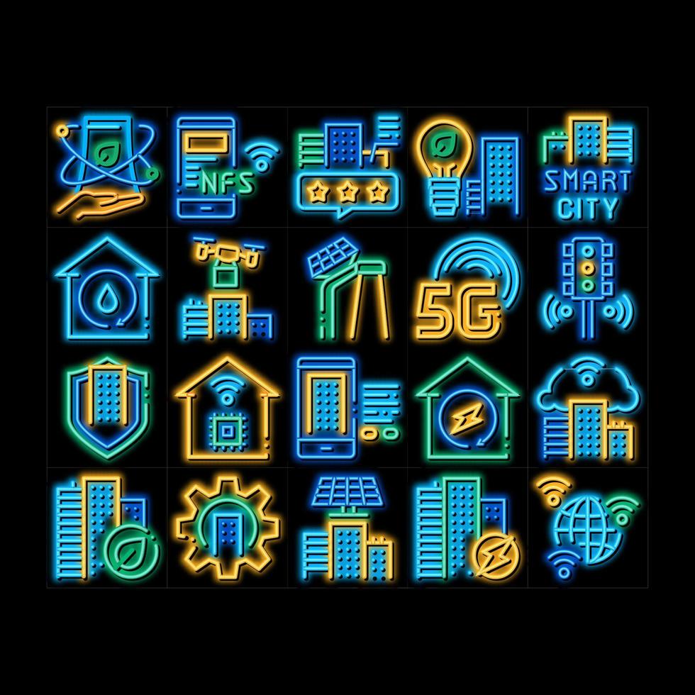 inteligente città tecnologia neon splendore icona illustrazione vettore