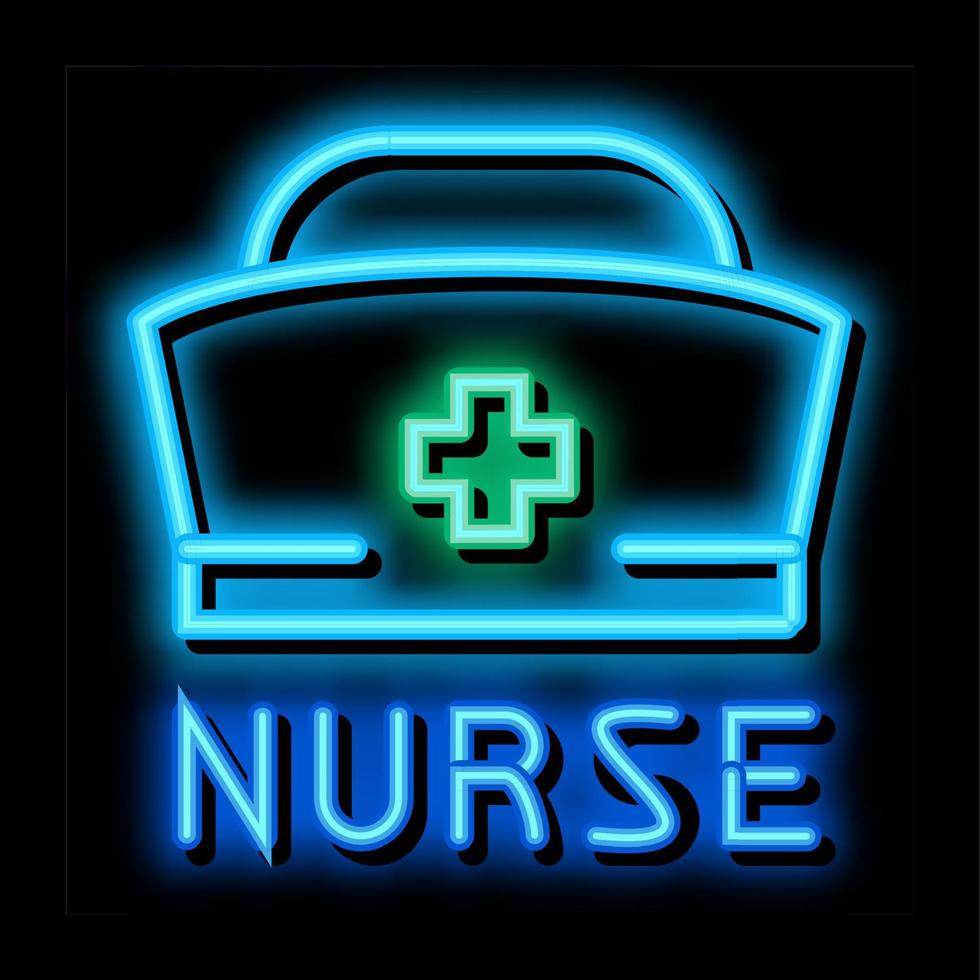 infermiera cappello neon splendore icona illustrazione vettore