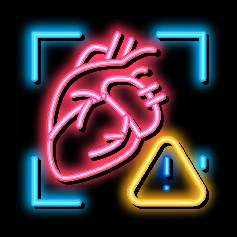 cuore malattia Attenzione neon splendore icona illustrazione vettore