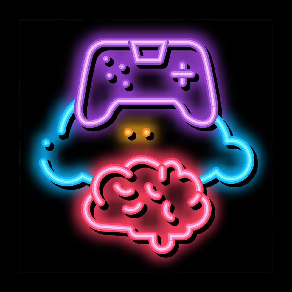 gioco cervello e nube neon splendore icona illustrazione vettore