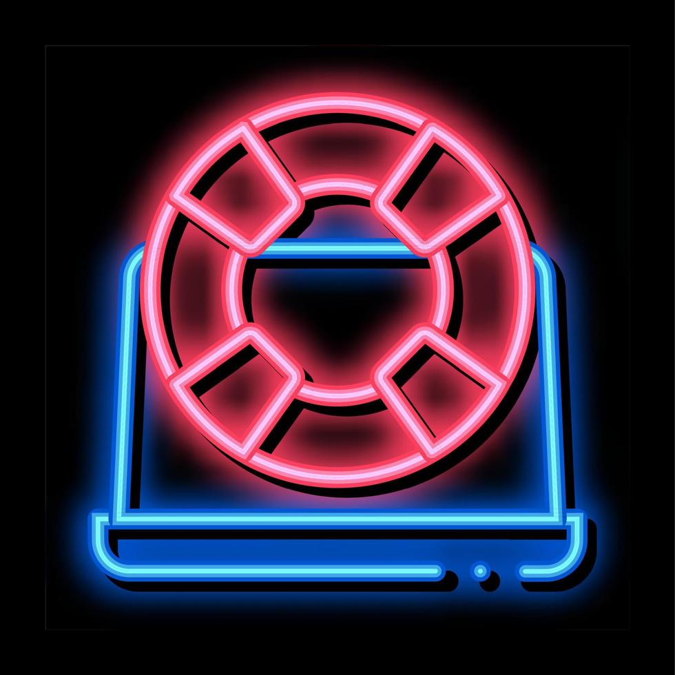 salvagente computer neon splendore icona illustrazione vettore