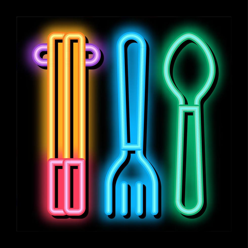 cibo utensile neon splendore icona illustrazione vettore