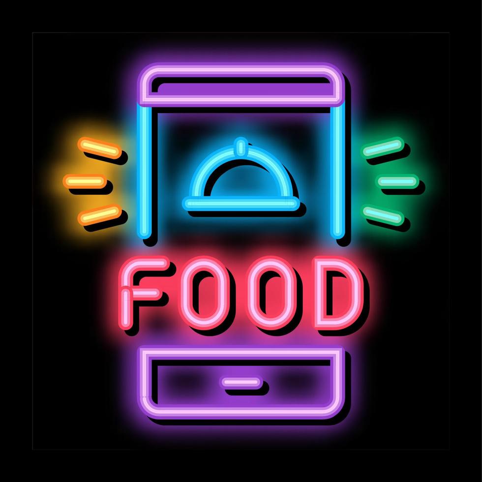 cibo consegna Telefono allarme neon splendore icona illustrazione vettore