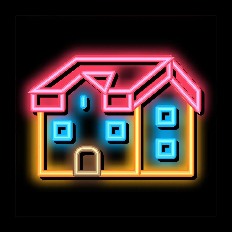 Casa tetto genere neon splendore icona illustrazione vettore