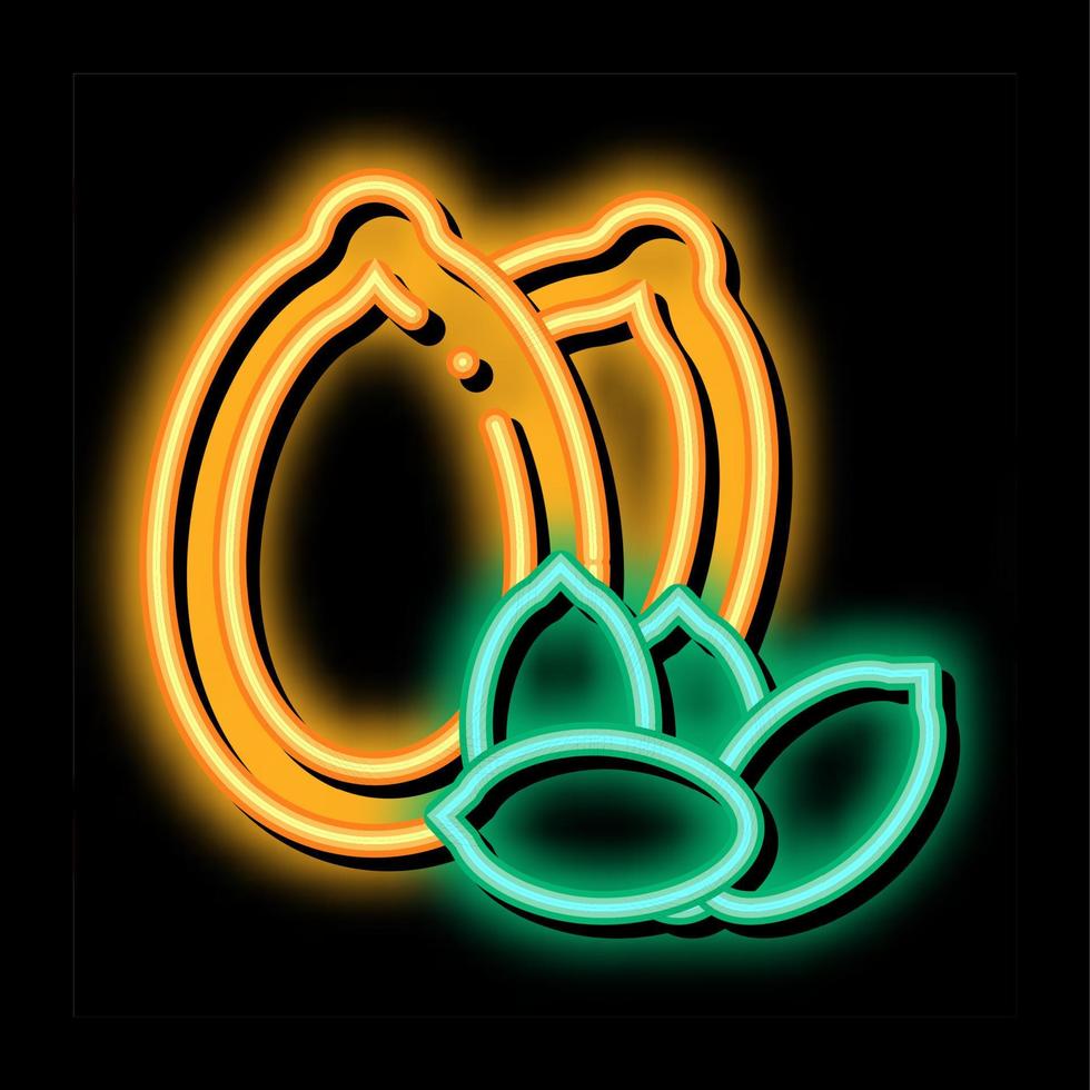 zucca Noce neon splendore icona illustrazione vettore