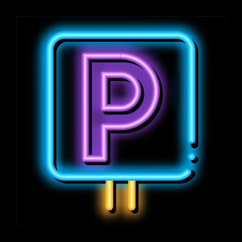 auto parcheggio cartello neon splendore icona illustrazione vettore