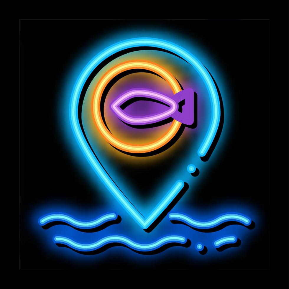 marino pesce Posizione neon splendore icona illustrazione vettore