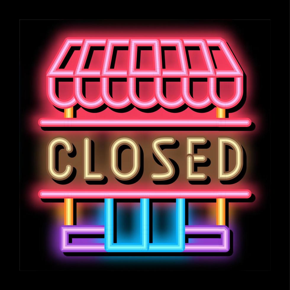 chiuso negozio neon splendore icona illustrazione vettore