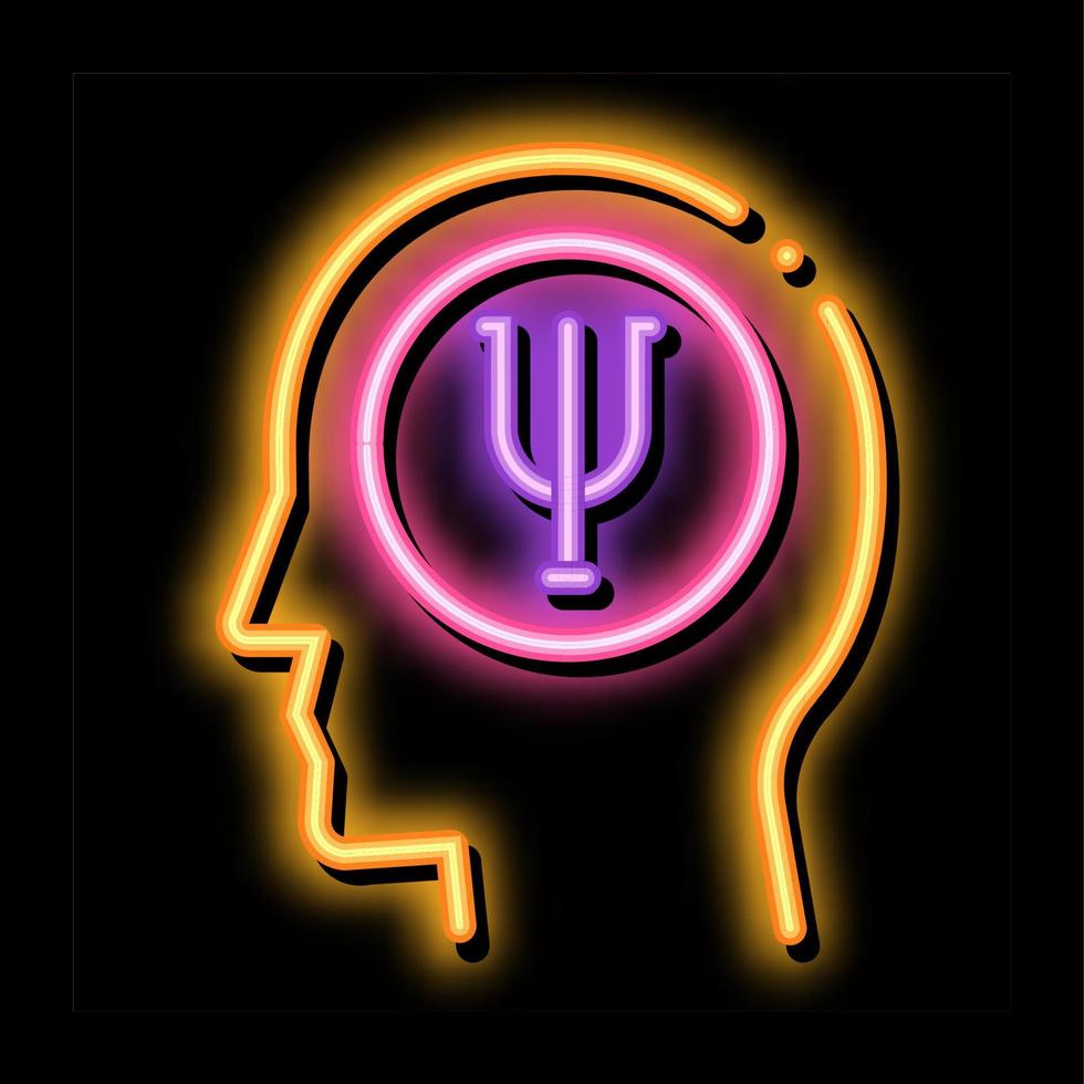psicologia nel umano cervello neon splendore icona illustrazione vettore