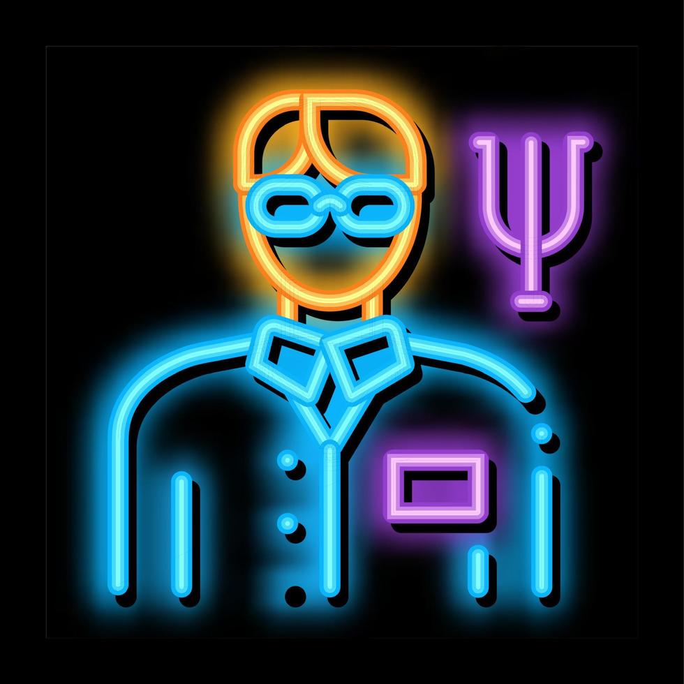 scientifico medico rappresentante di psicologia neon splendore icona illustrazione vettore