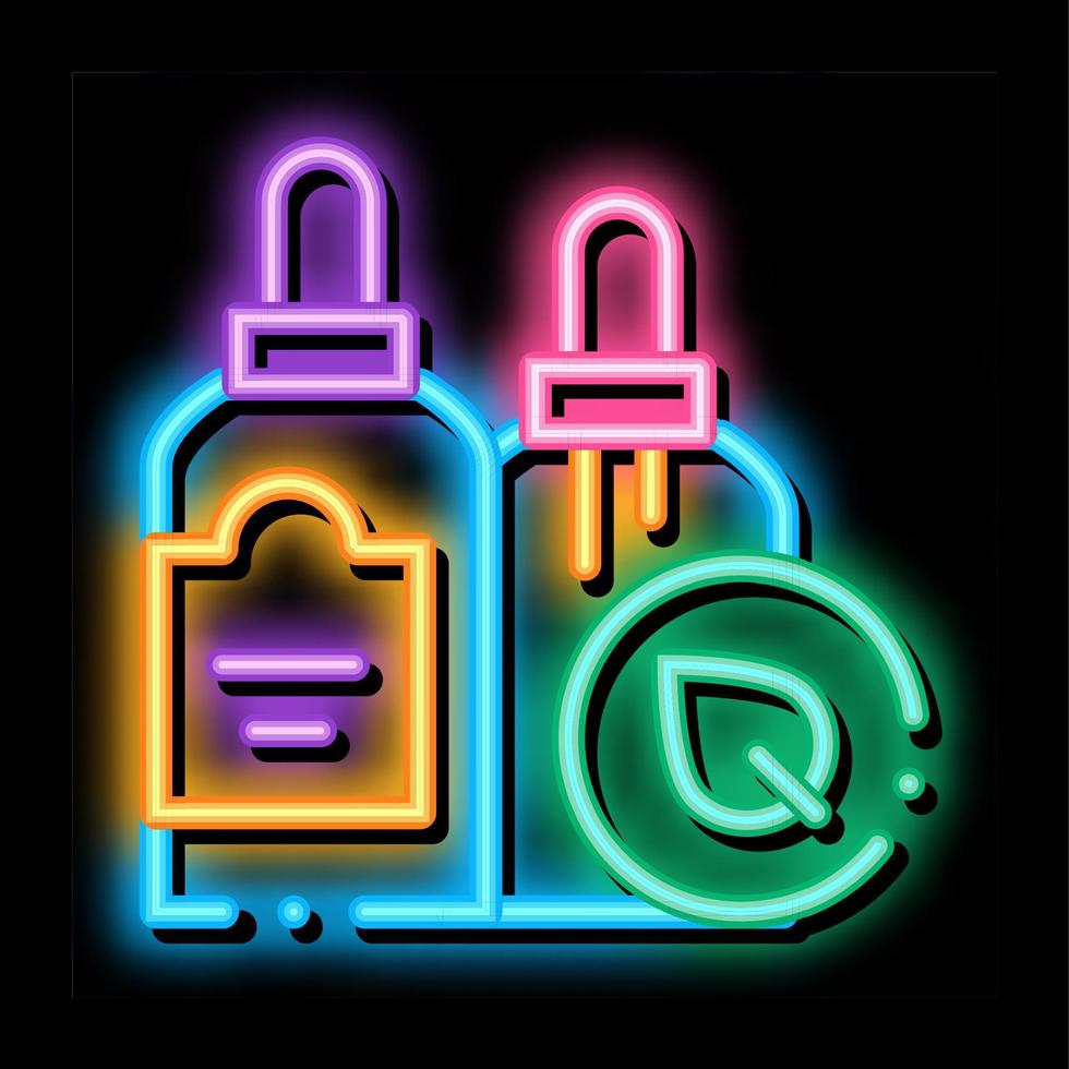 contagocce bottiglie neon splendore icona illustrazione vettore