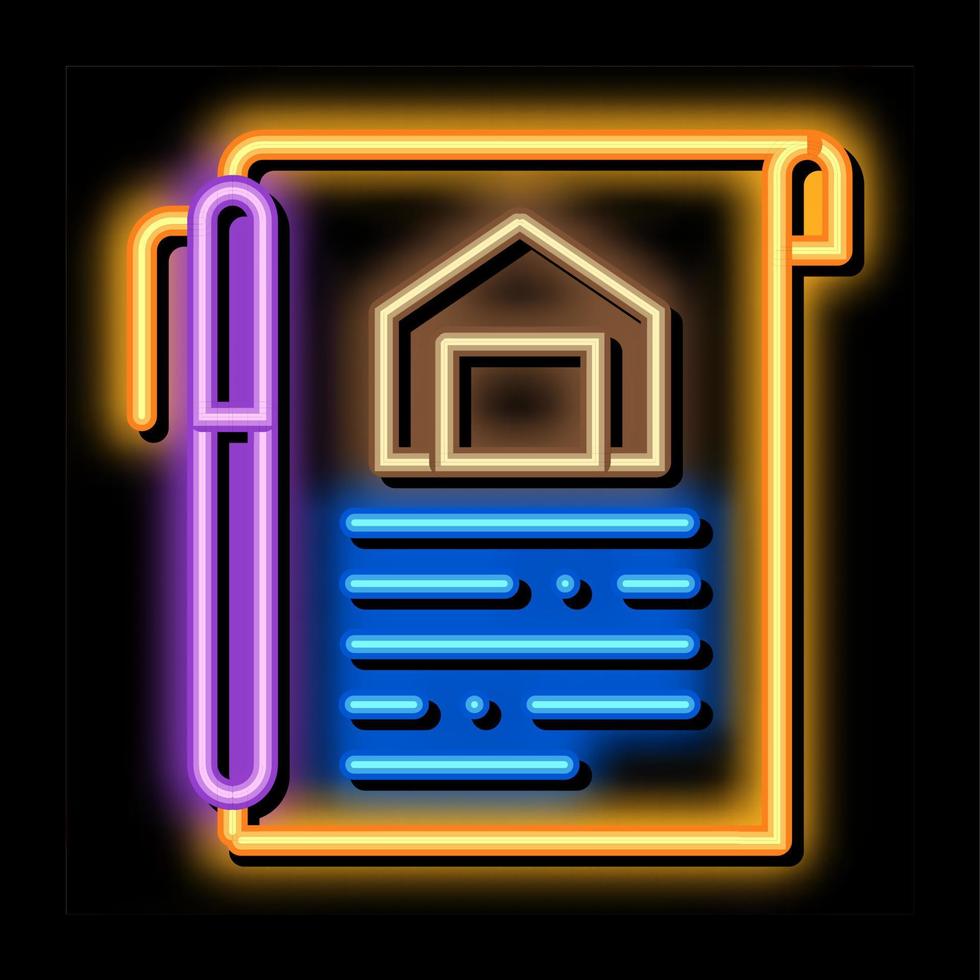 casa documenti neon splendore icona illustrazione vettore