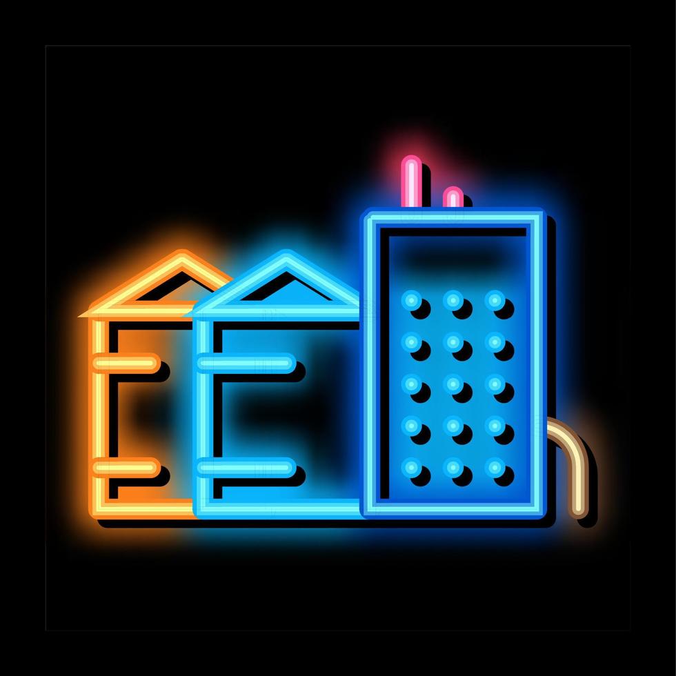 riscaldatori con Residenziale edifici neon splendore icona illustrazione vettore