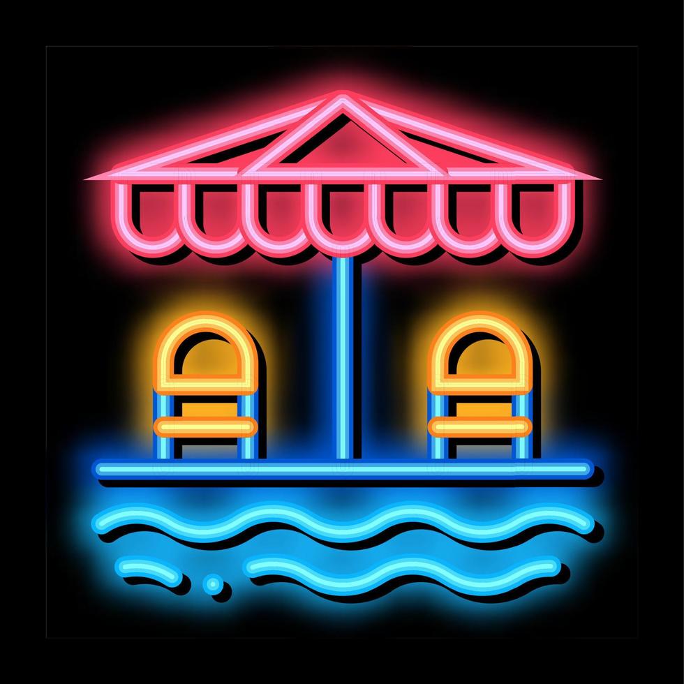 posti sotto sole ombrello neon splendore icona illustrazione vettore