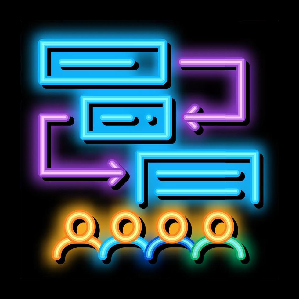 sostituzione componenti di algoritmo neon splendore icona illustrazione vettore