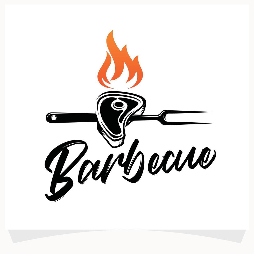 caldo bbq bistecca griglia Casa logo design modello vettore