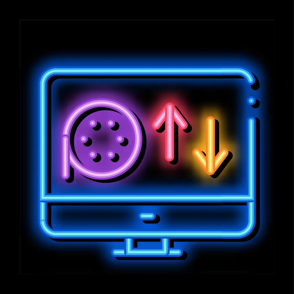 in linea dischi visualizzazione neon splendore icona illustrazione vettore