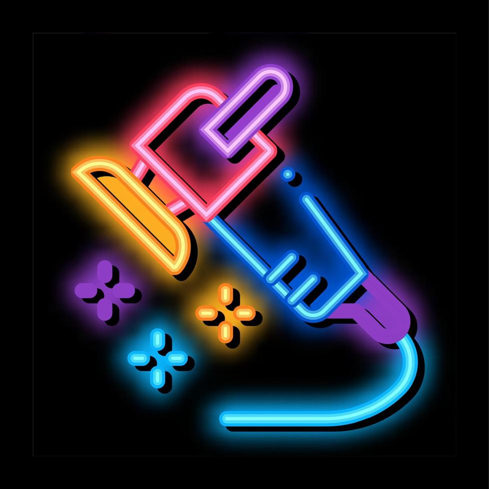 pulizia dispositivo neon splendore icona illustrazione vettore