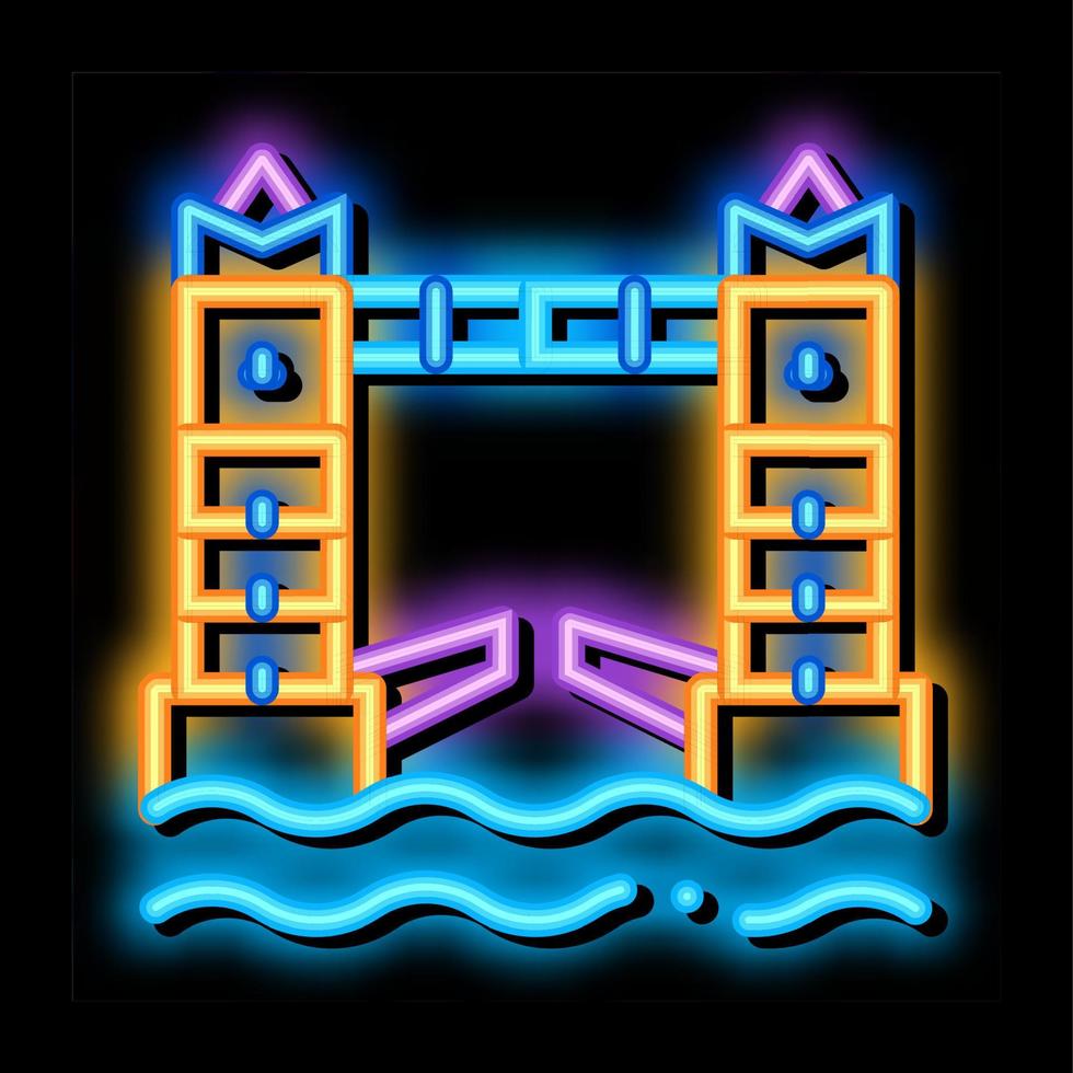 ponte levatoio neon splendore icona illustrazione vettore