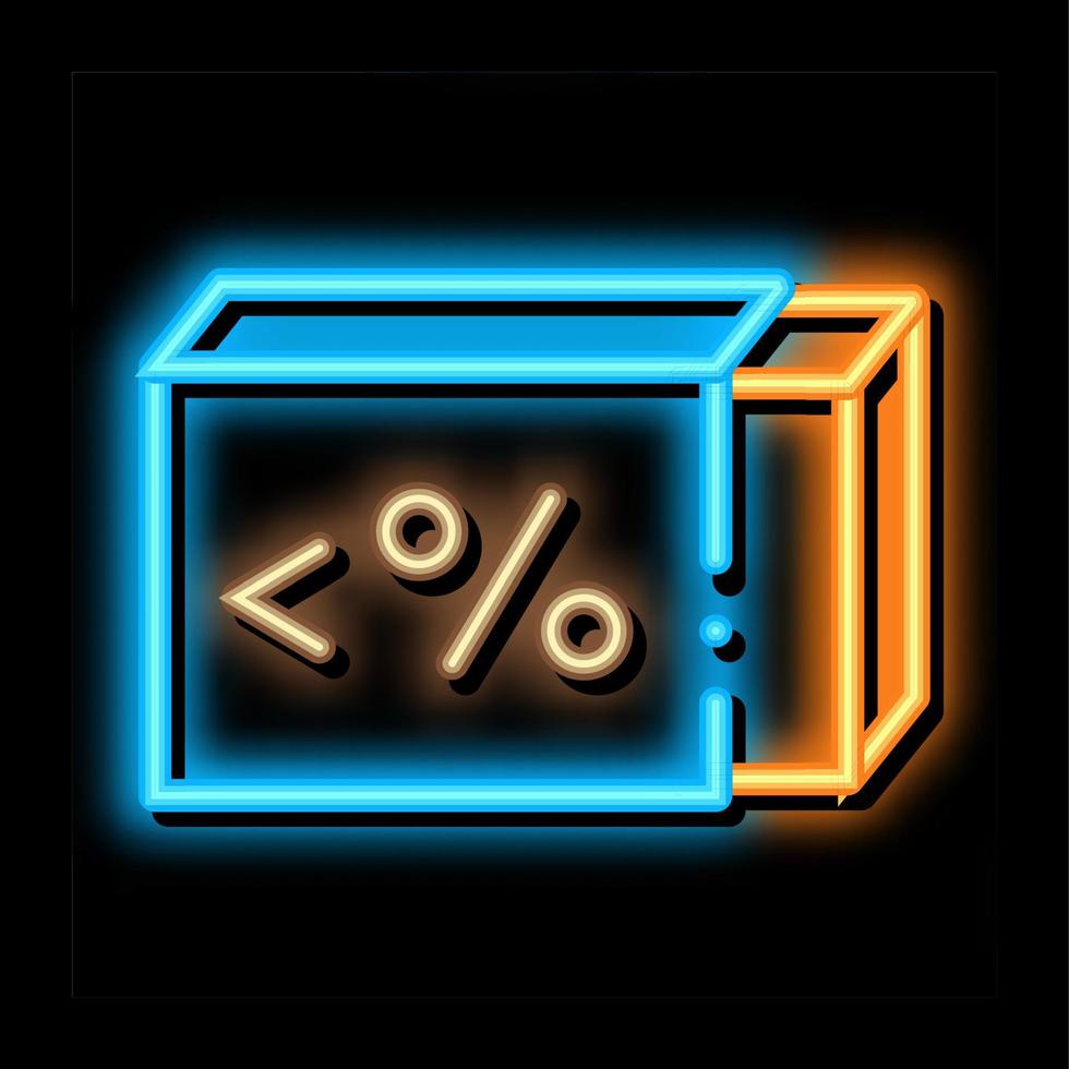 Basso percentuale burro neon splendore icona illustrazione vettore