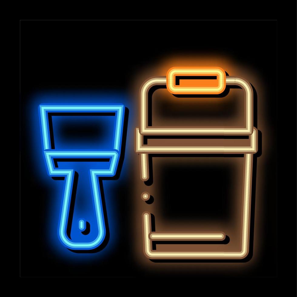 spatola secchio neon splendore icona illustrazione vettore