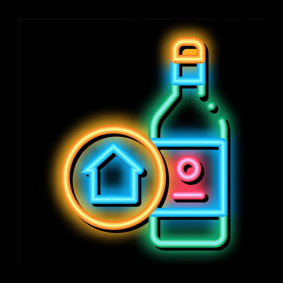 birra bevanda bottiglia neon splendore icona illustrazione vettore