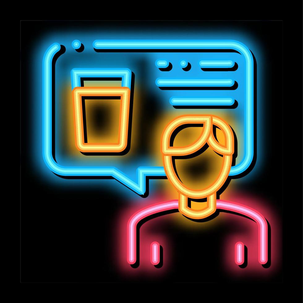 uomo parlare birra neon splendore icona illustrazione vettore