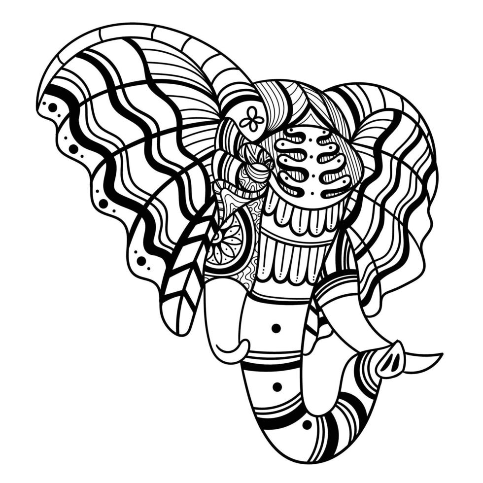 elefante testa lato posizione mandala vettore illustrazione