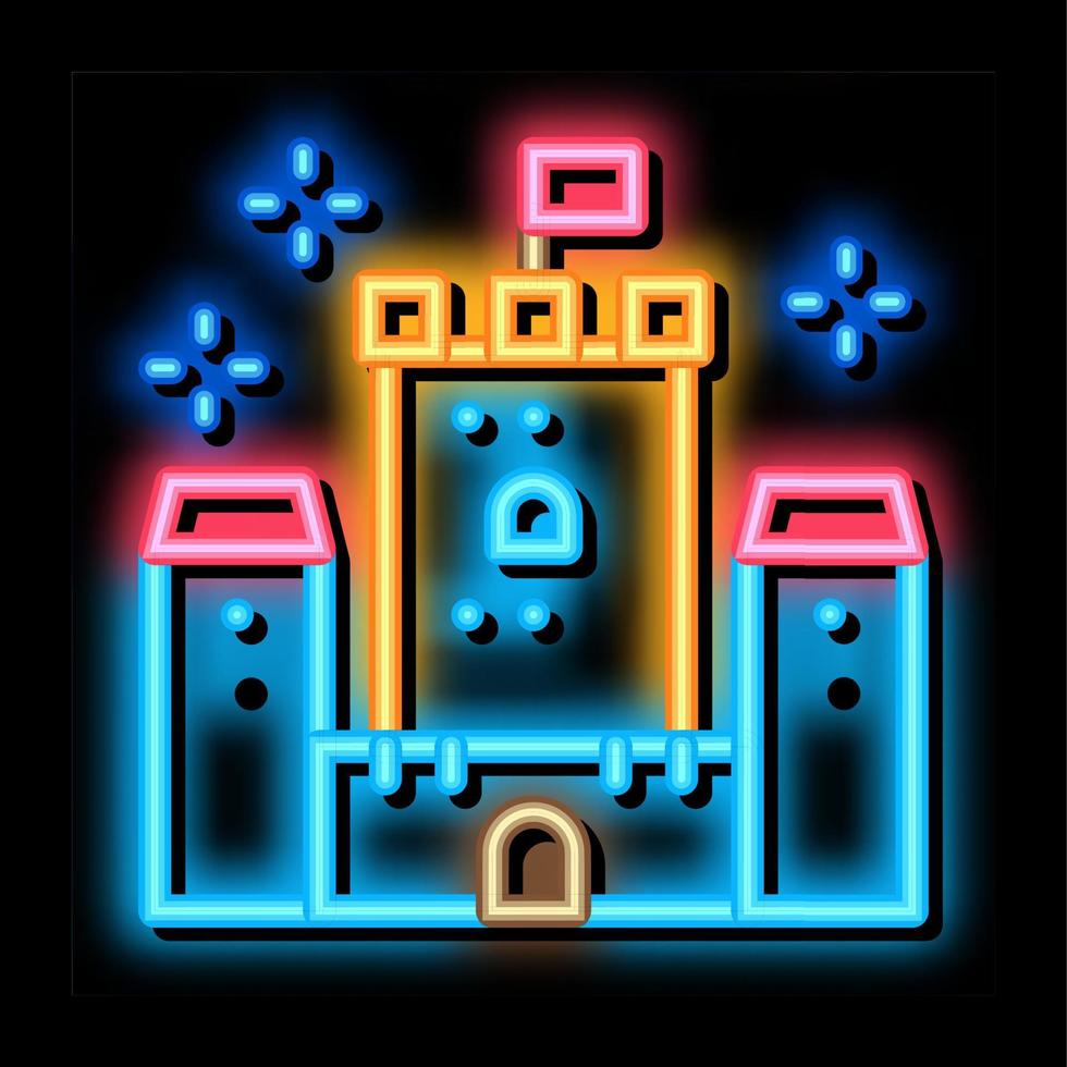 Principessa castello neon splendore icona illustrazione vettore