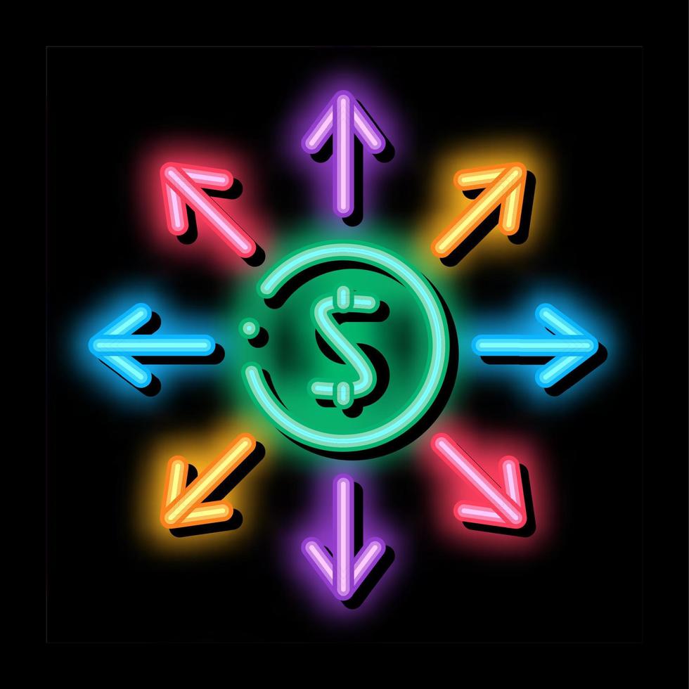 i soldi prevalenza ovunque neon splendore icona illustrazione vettore