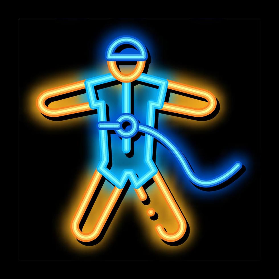 skydiver con assicurazione neon splendore icona illustrazione vettore