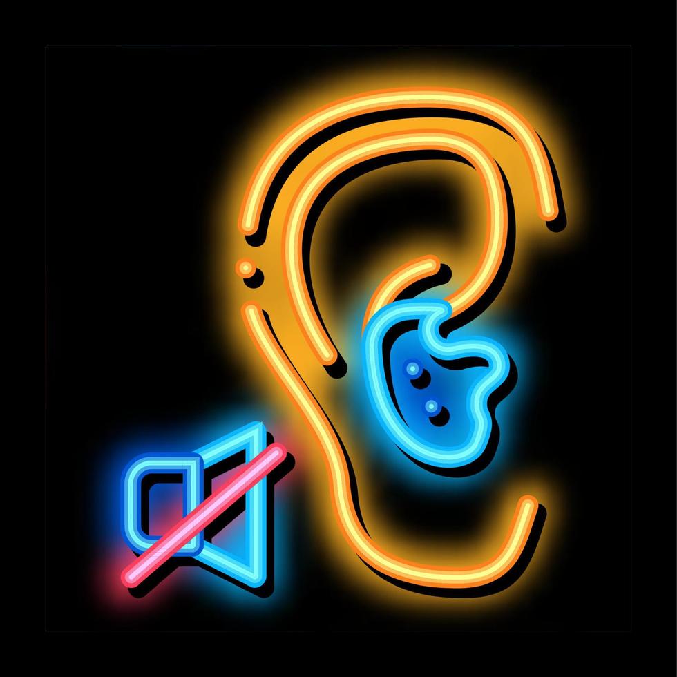 mancanza di udito sordità neon splendore icona illustrazione vettore